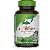Nature's Way Black Elderberry Supplement, Traditional Immune Support*, With Elderberry and Elderflower, Plant Powered, 100 Capsules (Packaging May Vary)