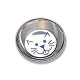 Van Ness Pets Whisker-Friendly Stainless Steel Cat Bowl, Wide Saucer Style Dish, 8 OZ, Natural