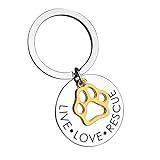 Animal Rescue Gifts Pet Owner Gifts Pet Lover Keychain Live Love Rescue Keyring Birthday Gift for Dog Cat Owners Dog Cat Lovers Keychain Gifts Pet Owner Jewelry Gift for Women Men