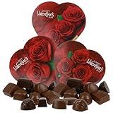 Romantic Milk and Dark Chocolate Truffles Bundle, 3 Valentine's Day Red Rose Gift Box, Delicious Gourmet Candy, Pack of 3, 2 Ounces Each