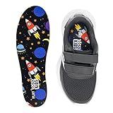 FLAT SOCKS Kid's No Show Socks, Sockless Liner, No Slipping, No Stinking, Washable Barefoot Shoe Insert, Multi-Colored Patterns, Outerspace, Free Size