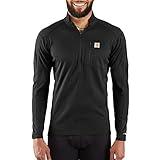 Carhartt Men's Force Midweight Micro-Grid Base Layer Quarter-Zip Pocket Top, Black, Medium
