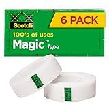 Scotch Magic Tape, Invisible, Home Office Supplies and Back to School Supplies for College and Classrooms, 6 Rolls