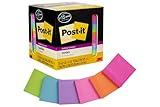 Post-it Super Sticky Notes, Assorted Bright Colors, 3x3 in, 15 Pads/Pack, 45 Sheets/Pad, 2X The Sticking Power, Recyclable, Multi-Color