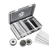 MUDOR 41 mm Coin Holder, 60 Pieces Silver Dollar Coin Capsules with Foam Gasket, Professional Coin Storage Case Box for Coin Collection