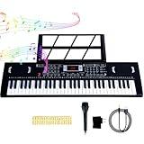 Piano keyboard 61 key Electronic Digital Piano w/Dual Speaker,Microphone,sheet stand power supply,sticker Portable keyboard for kids beginner Brithday christmas gifts