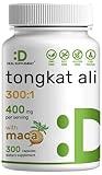 DEAL SUPPLEMENT Tongkat Ali Extract 300:1 400mg & Maca Root 400mg | 300 Capsules, Ultra Strength Longjack (Eurycoma Longifolia) + Peru Maca – Non-GMO, Herbal Supplement for Men Health, Performance