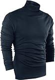 Utopia Wear Men's Turtleneck Slim Fit Lightweight Pullover Top, Medium, Navy