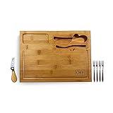 CMY Collections Charcuterie Board, Cheese Server, Bamboo Cheese Board and Knife Set, Cheese Plate, Cheese Platter, Serving Tray - Reversible 2-IN-1.