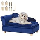 VEVOR Pet Sofa, Dog Couch for Small-Sized Dogs and Cats, Soft Velvety Dog Sofa Bed, 50 lbs Loading Cat Sofa, Blue