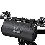 WOTOW Bike Handlebar Bag Waterproof - Bicycle Handlebar Roll Bag with Large Reflective Area, Bike Front Pouch with Waterproof Zipper Shoulder Strap Removable Straps for Cycling (Cylinder, 2L)