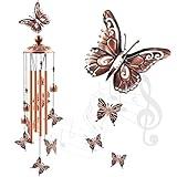 Ukulork Wind Chimes Outdoor Clearance, Butterflies Aluminum Tube Windchime with S Hook,Patio Garden Decor, Housewarming Gift.