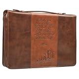 Christian Art Gifts Men or Women's Classic Bible Cover Gospel John 3:16, Brown Faux Leather, Medium