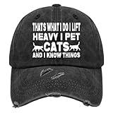 That's What I Do I Lift Heavy I Pet Cats Hat for Mens Washed Distressed Baseball Cap Low Profile