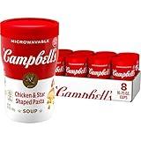 Campbell's Sipping Soup, Chicken Soup & Star Shaped Pasta, 10.75 Oz Microwavable Cup (Case of 8)
