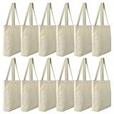 Faylapa 6 Pcs Canvas Tote Bags,Heavy Duty and Strong Easter Hunter Bag Shopping Grocery Bag Blank Cotton Bags for Decorating Crafts DIY,Painting (Beige,12.2"x14.3")