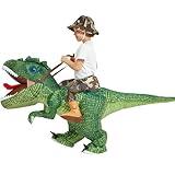 One Casa Inflatable Dinosaur Costume Riding T Rex Air Blow up Funny Party Halloween Costume for Kids (4-6 Yrs)