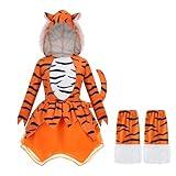 yolsun Tiger Costume for Girls, Animals Toddler Princess Funny Halloween Holiday Party Dress Up(4-6 Years, Orange)