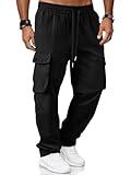 JMIERR Joggers for Men Fashion Casual Pants Elastic Waist Drawstring Stretch Tapered Athletic Work Hiking Workout Cargo Sweatpants Light Weight Chino Pants with Pockets Fall Clothing, M, Black