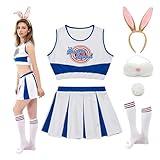 Women's #10 Bunny Costume Space Movie Cosplay Outfit Sleeveless Jersey Top & Short Skirt Set for Halloween Culottes White Small