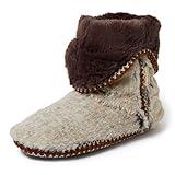 Dearfoams Women's Beth Foldover Boot Slipper, Grey Frost, Medium