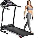 SereneLife Folding Treadmill - Foldable Home Fitness Equipment with LCD for Walking & Running, 6 MPH Speed, 1HP Motor, Cardio Machine, 4 Manual Incline Levels, 12 Programs, Bluetooth, 265lbs Capacity