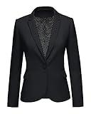 LookbookStore Casual Blazers Long Sleeve Work Office Casual Black Notched Lapel Button Blazer Jacket Suit for Professional Women Size 16 Size 18