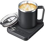 Coffee Mug Warmer & Mug Set for Desk, Electric 36W Coffee Cup Warmer with Auto Shut Off/Timer. Smart Cup Mug Heater with 16oz Cup for Heating Coffee in Home/Office, Coffee, Black