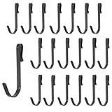 AUXBC 20Pcs J Shaped Hook Stainless Steel Hanger Hooks Clip-on Hook Wire Rack Hook Hanging Sink Grid Hook Shelf Hooks for Kitchen Bedroom Office, Black