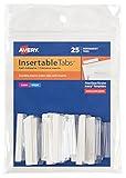 Avery Insertable Self-Adhesive Tabs with Printable Inserts, 2", Permanent Adhesive, Clear, Pack of 25 Index Tabs (16241)