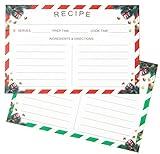 Recipe Cards 50 PCS Christmas Holiday Style 4x6inches Double Sided Thick Card Stock Fit with Recipe Binder Recipe Box