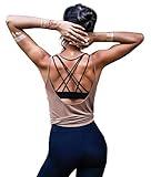 OYANUS Womens Summer Workout Tops Sexy Backless Yoga Shirts Open Back Activewear Running Sports Gym Tank Tops Bisque S