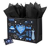 ysmile Extra Large Gift Bag with Wrapping Tissue for Father Day 15.7" - Best Dad