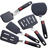 Silicone Spatula Turner, 5-Pack Spatulas Silicone Set for Nonstick Cookware, 600°F Heat Resistant Kitchen Cooking Utensils Set for Egg, Pancake Dishwasher Safe