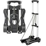 Vsaikeo Small Folding Hand Truck Dolly with 2 Wheels, Lightweight Aluminum Foldable Luggage Cart, Collapsible Cart Portable Dolly for Airport Travel Moving Use