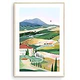 Nationcog Tuscany Art Print, Italy Art Print, Val d Orcia, Travel Gift, Travel Poster, Toscana Wall Art, Travel Gift, Home Decor, Housewarming (Unframed) (11x14)