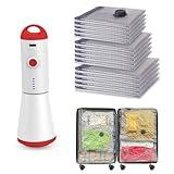 Travel Vacuum Storage Bags with Rechargeable USB Pump, 15 Pack Carry-On Size Compression Packing Bags for Luggage and Suitcase, Space Saver for Clothes and Clothing Travel