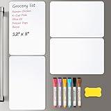 4 PACK Magnetic Dry Erase Board Sheet for Fridge, 12"x8" Erasable Refrigerator WhiteBoard w/ 6 Markers & 1 Eraser- Smooth and Flexible Small Magnet Blank Notepad for Home Kitchen Organizer and Planner