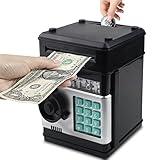 Cargooy Mini ATM Piggy Bank ATM Machine Best Gift for Kids,Electronic Code Piggy Bank Money Counter Safe Box Coin Bank for Boys Girls Password Lock Case (Black)