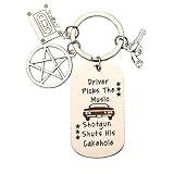 ShiQiao Spl Birthday Gifts for Her Him - Driver Picks the Music Shotgun Shuts His Cakehole Keychain for Friends Supernatural Fans Christmas Gifts