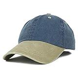 Trendy Apparel Shop Low Profile Unstructured Pigment Dyed Two Tone Baseball Cap - Navy Khaki