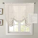 H.VERSAILTEX Tie Up Linen Curtains 63 Inch Length Nature Linen Textured Privacy Curtain Multi Hanging Ways Shade Balloon Window Shade Rod Pocket Casual Curtain - 42x63 - Natural