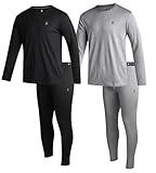 Spyder Men's Thermal Underwear Set - 4 Piece Brushed Back Fleece Lined Long Johns Base Layer Set for Men (Sizes: S-XL), Size Large, Black/Heather Grey