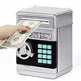 Refasy Kids Piggy Bank,Kids Safe Piggy Bank for Girls Money Saving Box Kids Toys Password Cash Coin Can ATM Bank for Children Great Christmas Birthday Gift Toy for Kids Silver