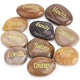 BigOtters Engraved Inspirational Stones, 10 Different Words Encouragement Stones Amulets Gift Stones for Friends and Family as Christmas Thanksgiving Gift