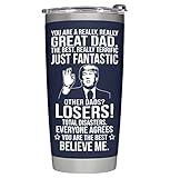 BETHEGIFT Gifts for Dad from Daughter, Son, Kids on Fathers Day, Christmas - Funny Fathers Day Tumbler - Present for Father - Dad Birthday Tumbler 20oz, Navy Insulated Stainless Steel