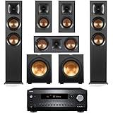 Klipsch Reference 5.2 Home Theater System, Bundle 2X R-625FA Floorstanding 2X R-12SW Subwoofer, R-52C Center, R-41M Bookshelf Speakers, and Integra DRX 3.4 100W 9.2-Channel 8K Network AV Receiver