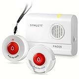 SYNLETT Caregiver Pager Wireless Call Buttons for Elderly Monitoring SOS Alert System Portable Alarm for Nurse Call Seniors Patients Emergency Home