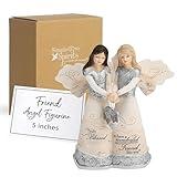 Pavilion Elements Angels Figurine - Double Angel Figure Display - "Truly Blessed to Have A Wonderful Friend Like You" Printed Text, Angel Collectibles, Sister Angel Figurines, Friend Theme, 5"