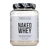 Naked Whey Vanilla Protein Powder - Only 3 Ingredients - Grass Fed Whey Protein Powder, Vanilla Flavor, and Organic Coconut Sugar, No GMO, No Soy, and Gluten Free - 24 Servings